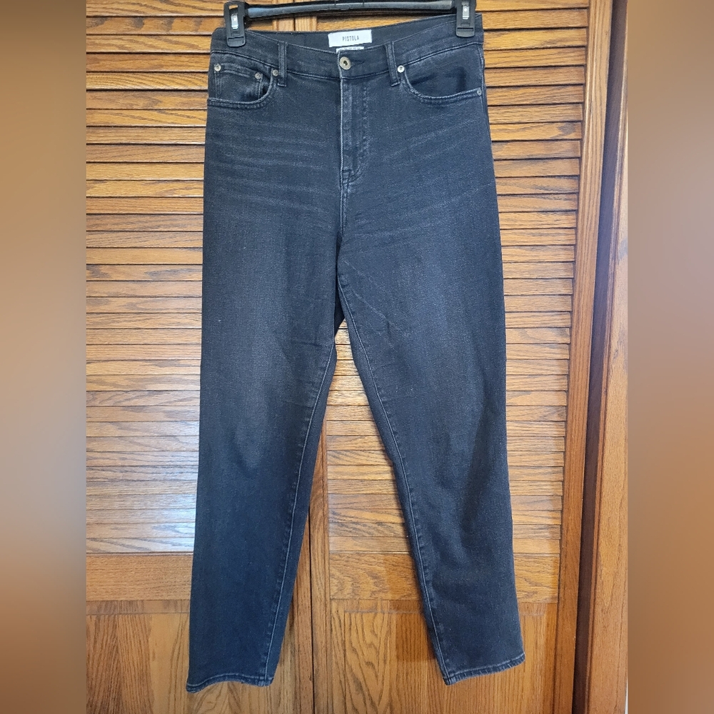 Pistola Black Denim Jeans Straight Leg Size 28
